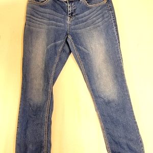 Elle Paris Jeans Straight Lightly Distressed Slim Fit Stretch Straight Leg